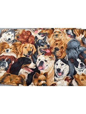 Dog-Themed Cotton Fabric "Whiskers and Tails" 26"x44" Print Sewing Quilting